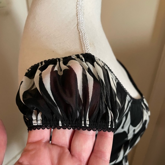 Speechless black white geometric print dress round neck size large cap sleeves - Picture 8 of 13